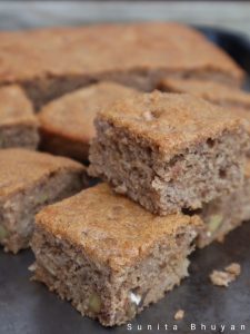 Whole wheat banana, ginger and walnut cake