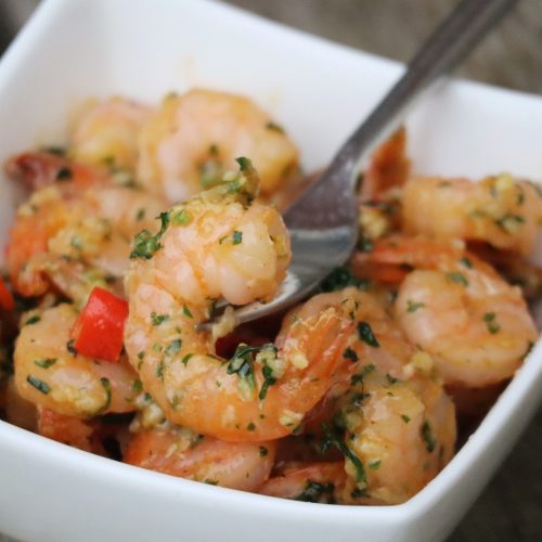 Chilli, garlic and coriander prawns