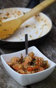 Chilli, garlic and coriander prawns