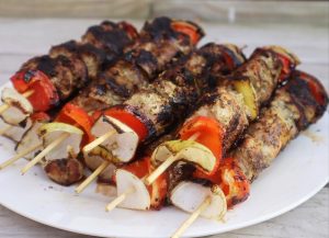 Grilled chicken skewers