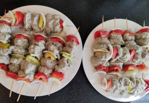 Grilled chicken skewers