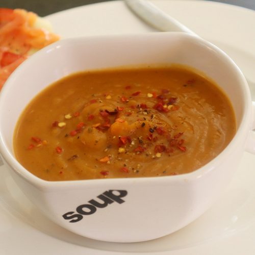 Roasted butternut squash and sweet potato soup