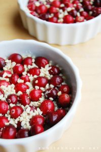 Clafoutis inspired cranberry dessert